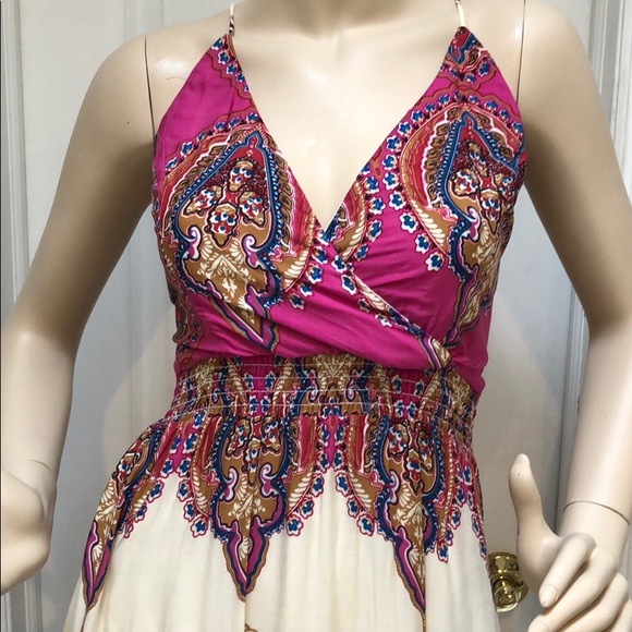 #50 Girly & Flirty IVORY/ FUCHSIA MAXI DRESS - Picture 5 of 8